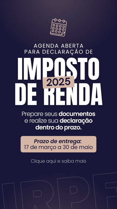 Agenda aberta declaração imposto de renda 2025 moderno azul bege story do instagram